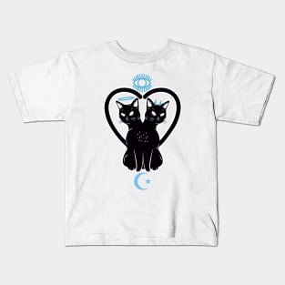 Black Cat Cosmic Balance Kids T-Shirt